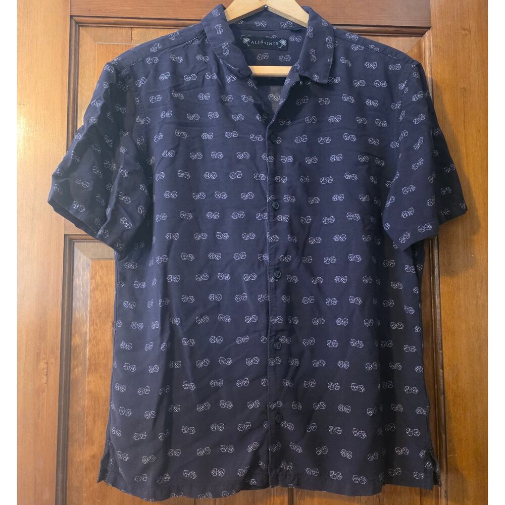 AllSaints Snake-eyes Dice Gamble Las Vegas Vacation Button up Men's Shirt Large